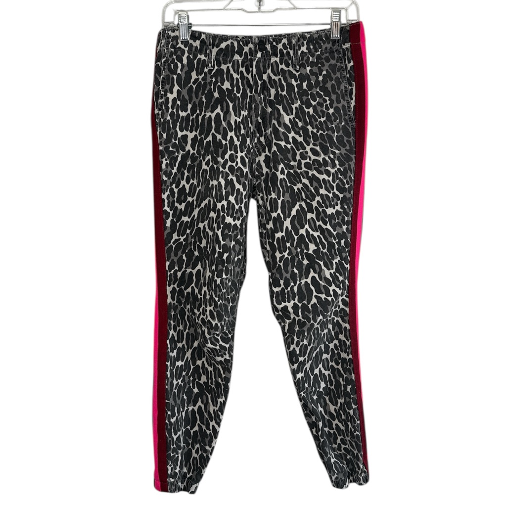 Mother Leopard Print Ankle Pants With Red Stripe